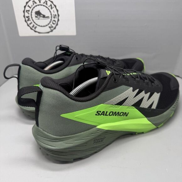 SALOMON SENSE RIDE 5 BLACK GREEN GRECKO  RUNNING SNEAKERS Men Size 12.5 NEW main image 11